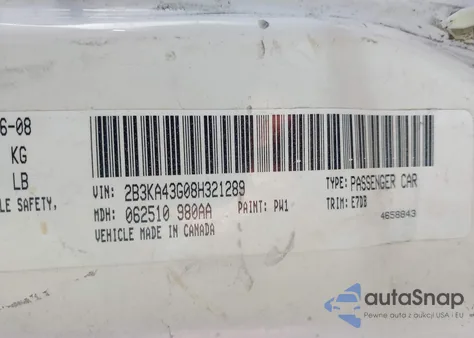 2008 Dodge Charger из США, поврежденный, VIN 2B3KA43G08H321289